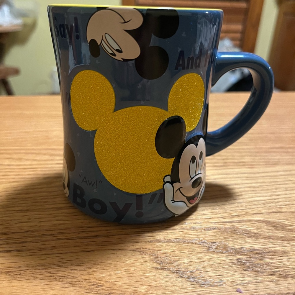 Disney Parks Mickey Mouse 3D Classic Sayings Textured Mouse Ears Shape Mug